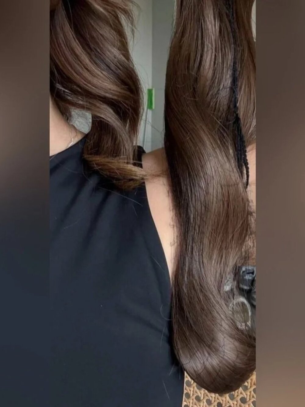 Human hair blend Chestnut Brown Clip in Hair Extensions